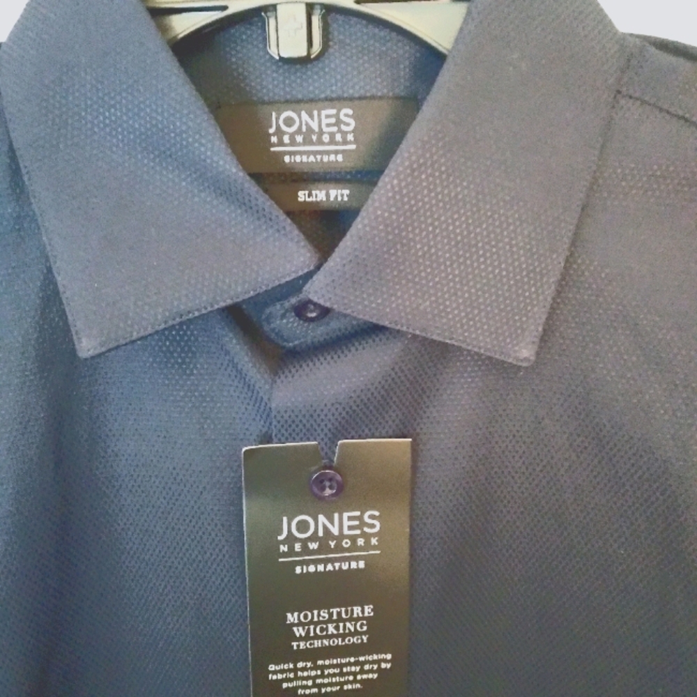 Mens Button Up Dress Shirt Navy Jones New York